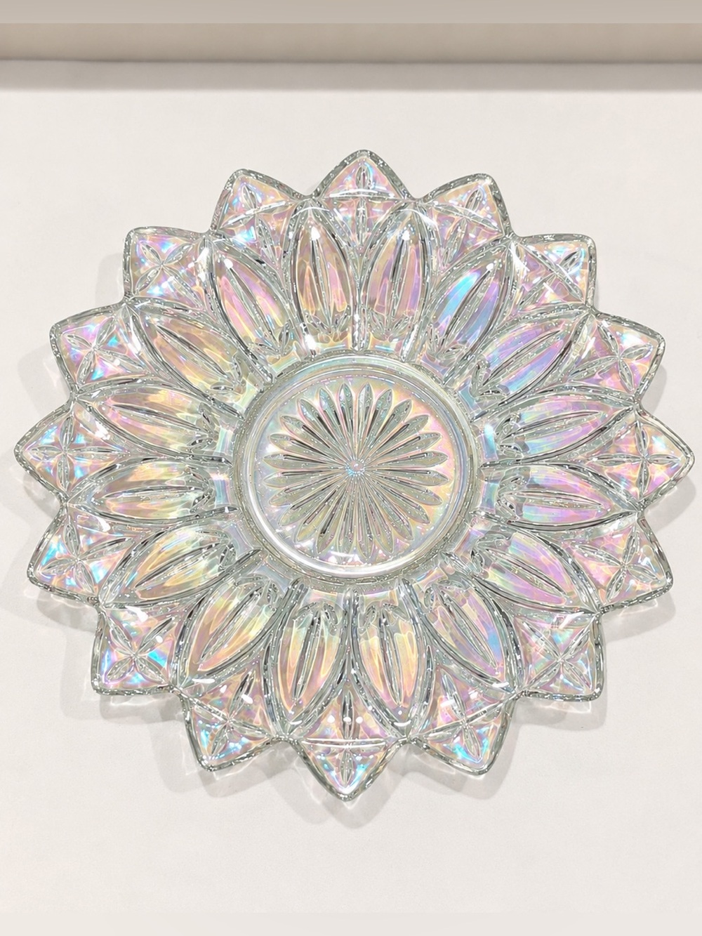 💥3/$50 Federal Glass Iridescent Carnival Glass Starfruit Decorative Platter |EUC